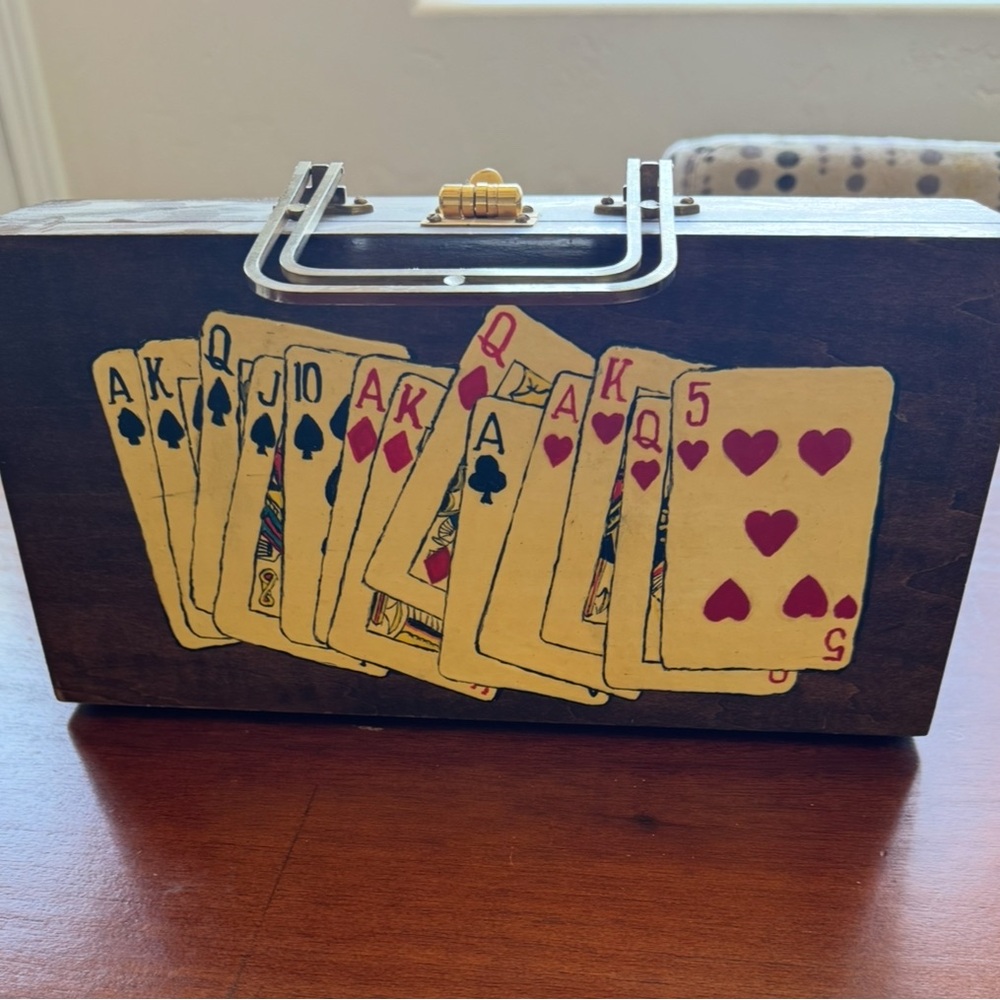 Vintage Style Wooden Card Box/ Purse